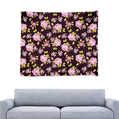 Vintage Pink Rose Floral Pattern Print Tapestry