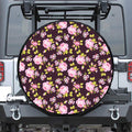 Vintage Pink Rose Floral Pattern Print Tire Cover