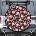 Vintage Pink Rose Floral Pattern Print Tire Cover With Camera Hole