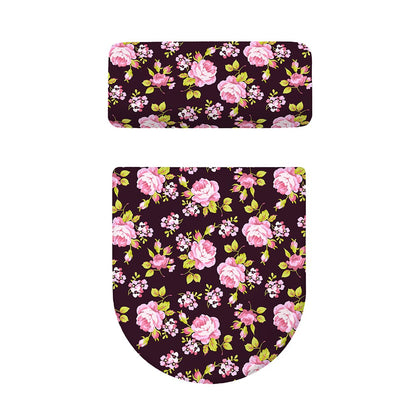 Vintage Pink Rose Floral Pattern Print Toilet Lid And Tank Cover Set
