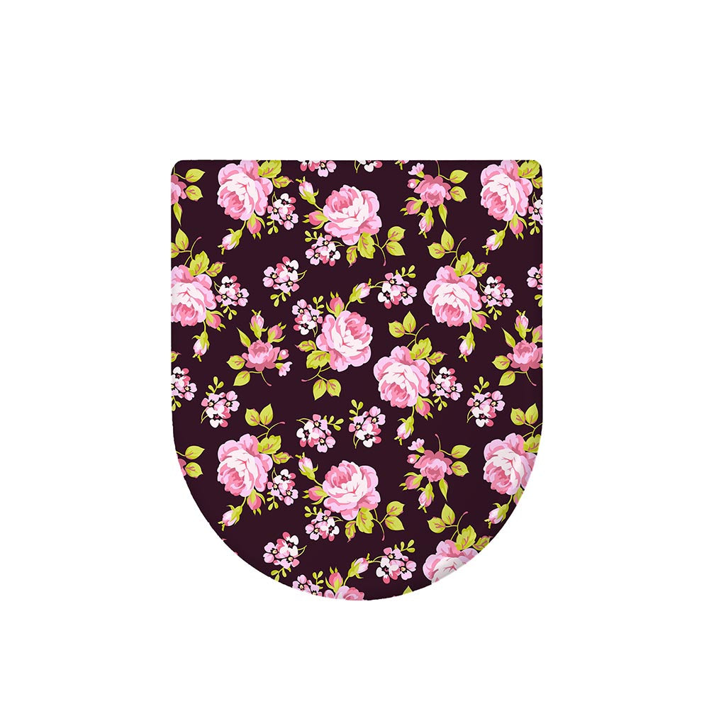 Vintage Pink Rose Floral Pattern Print Toilet Lid Cover