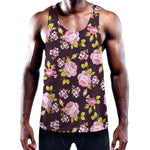 Vintage Pink Rose Floral Pattern Print Training Tank Top