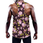 Vintage Pink Rose Floral Pattern Print Training Tank Top