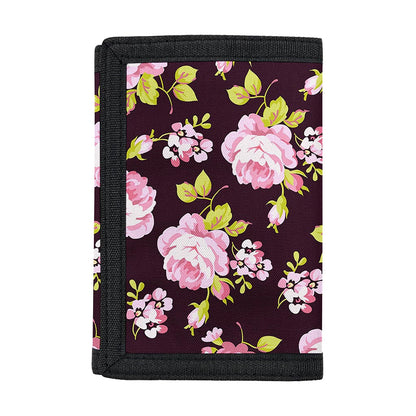Vintage Pink Rose Floral Pattern Print Trifold Wallet