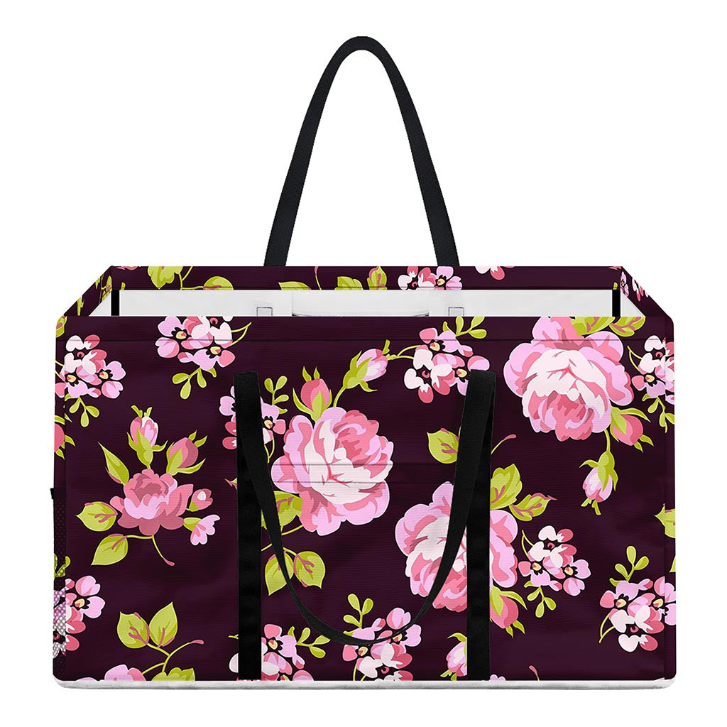 Vintage Pink Rose Floral Pattern Print Utility Tote Bag