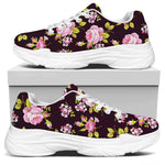 Vintage Pink Rose Floral Pattern Print White Chunky Shoes