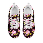 Vintage Pink Rose Floral Pattern Print White Running Shoes
