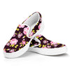 Vintage Pink Rose Floral Pattern Print White Slip On Sneakers