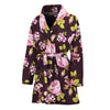 Vintage Pink Rose Floral Pattern Print Women's Bathrobe