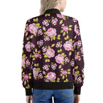 Vintage Pink Rose Floral Pattern Print Women's Bomber Jacket