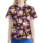 Vintage Pink Rose Floral Pattern Print Women's Polo Shirt