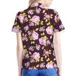 Vintage Pink Rose Floral Pattern Print Women's Polo Shirt