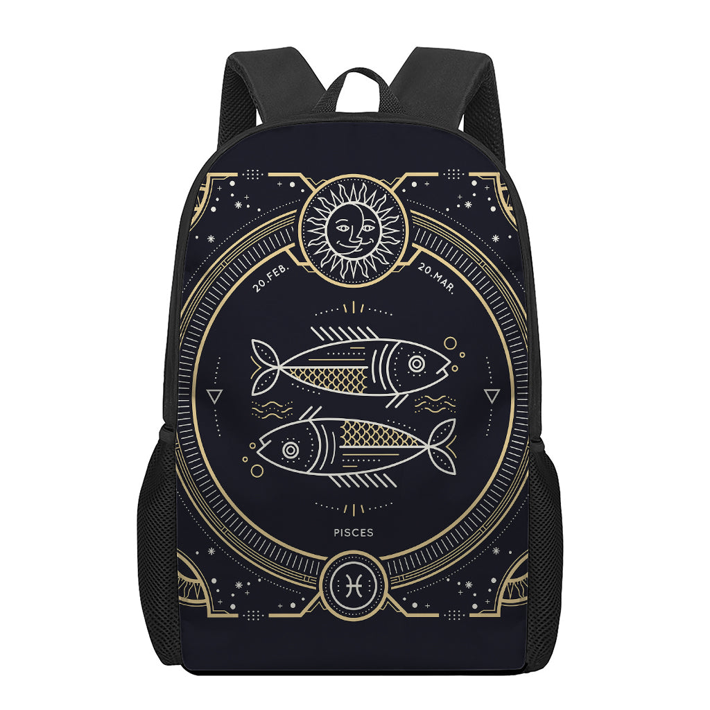Vintage Pisces Zodiac Sign Print 17 Inch Backpack