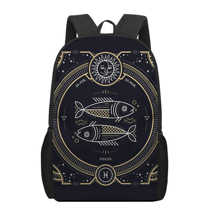Vintage Pisces Zodiac Sign Print 17 Inch Backpack