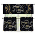 Vintage Pisces Zodiac Sign Print 3 Piece Kitchen Curtains