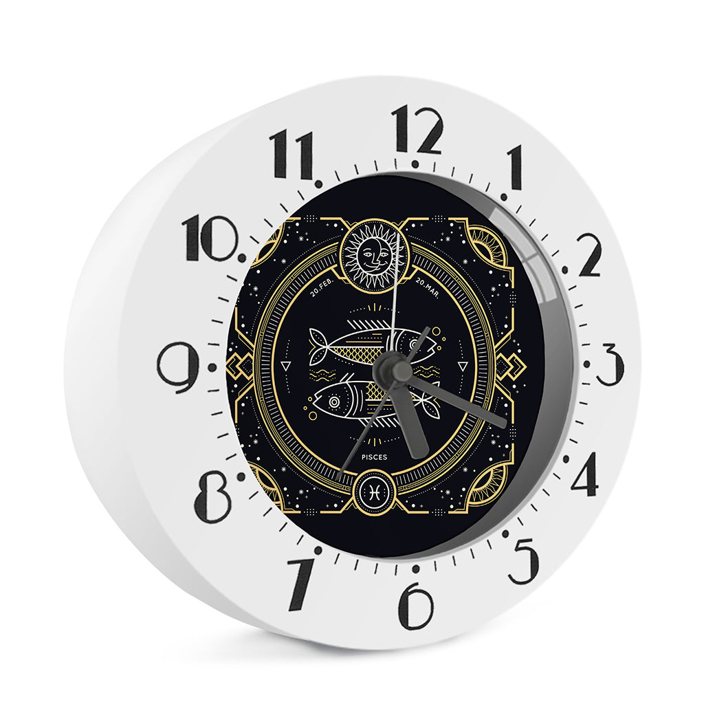 Vintage Pisces Zodiac Sign Print Alarm Clock