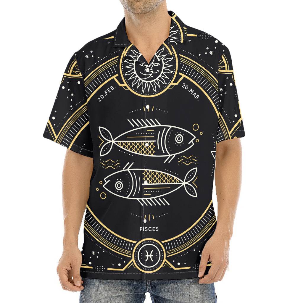 Vintage Pisces Zodiac Sign Print Aloha Shirt