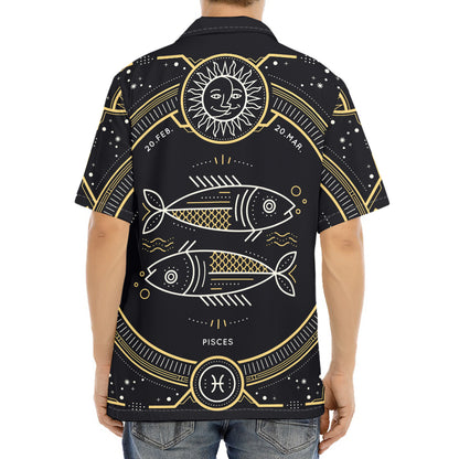 Vintage Pisces Zodiac Sign Print Aloha Shirt