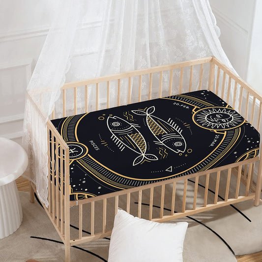 Vintage Pisces Zodiac Sign Print Baby Crib Sheet