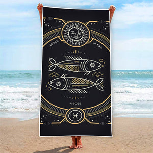 Vintage Pisces Zodiac Sign Print Beach Towel