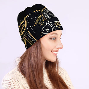 Vintage Pisces Zodiac Sign Print Beanie