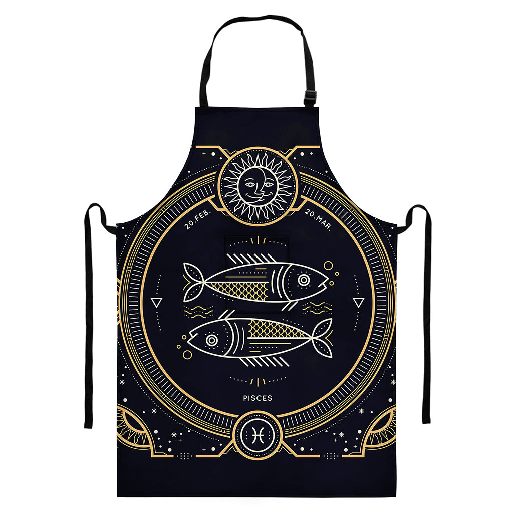 Vintage Pisces Zodiac Sign Print Bib Apron With Pocket