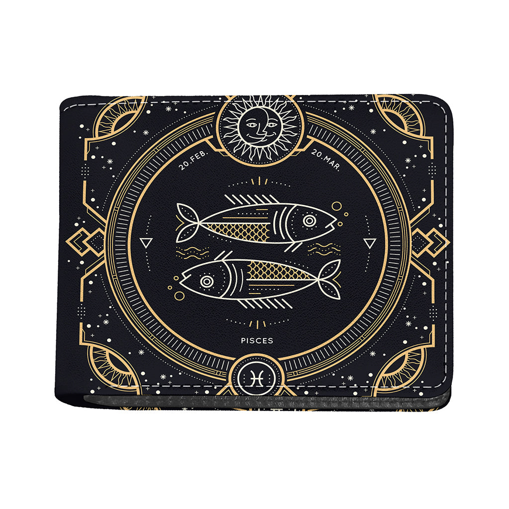 Vintage Pisces Zodiac Sign Print Bifold Wallet