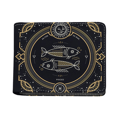 Vintage Pisces Zodiac Sign Print Bifold Wallet