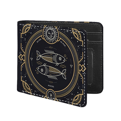 Vintage Pisces Zodiac Sign Print Bifold Wallet