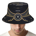 Vintage Pisces Zodiac Sign Print Bucket Hat