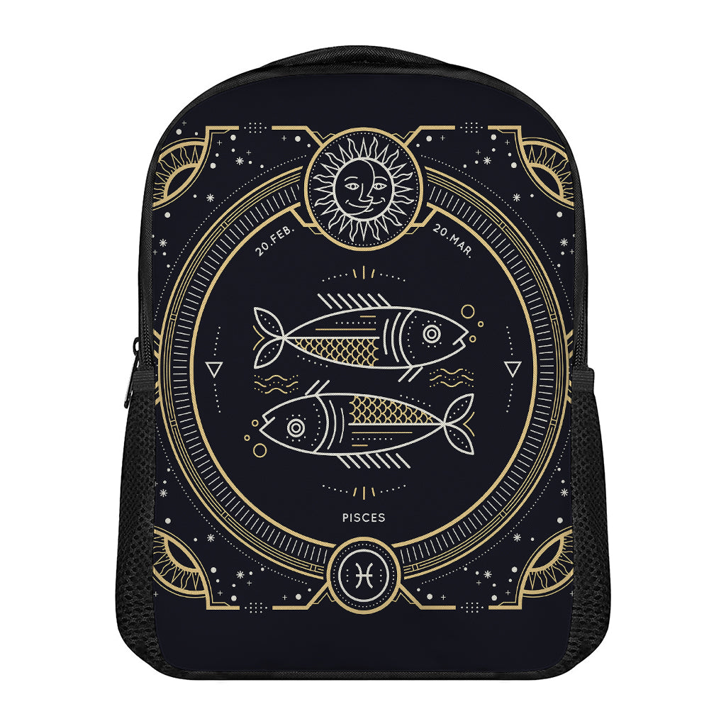 Vintage Pisces Zodiac Sign Print Casual Backpack