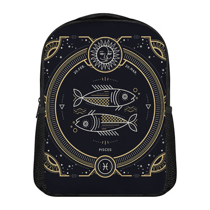 Vintage Pisces Zodiac Sign Print Casual Backpack