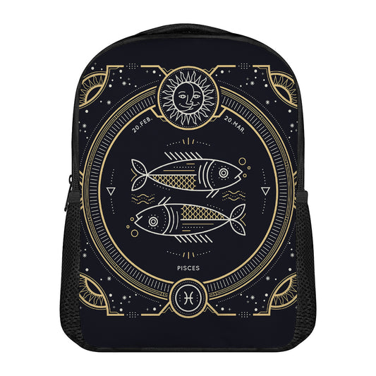 Vintage Pisces Zodiac Sign Print Casual Backpack