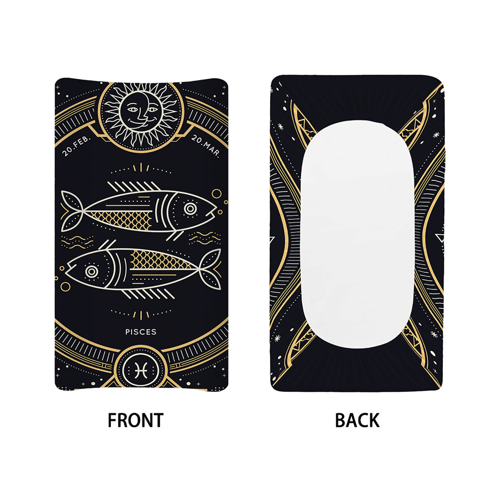 Vintage Pisces Zodiac Sign Print Changing Pad Cover