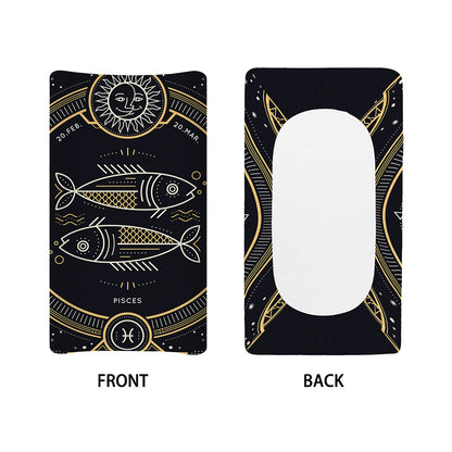 Vintage Pisces Zodiac Sign Print Changing Pad Cover