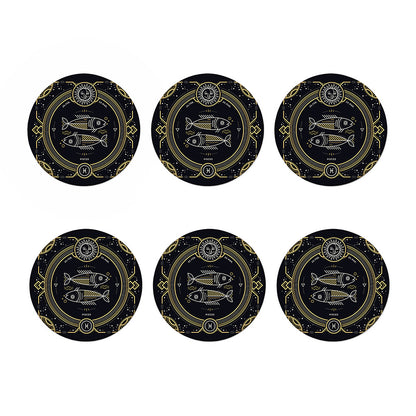Vintage Pisces Zodiac Sign Print Coaster Set