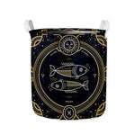 Vintage Pisces Zodiac Sign Print Collapsible Laundry Basket