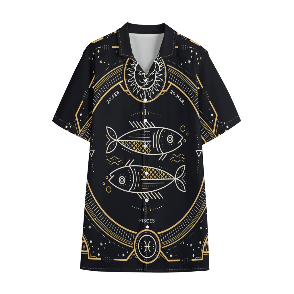 Vintage Pisces Zodiac Sign Print Cotton Hawaiian Shirt