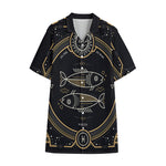 Vintage Pisces Zodiac Sign Print Cotton Hawaiian Shirt