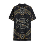 Vintage Pisces Zodiac Sign Print Cotton Hawaiian Shirt