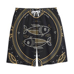 Vintage Pisces Zodiac Sign Print Cotton Shorts