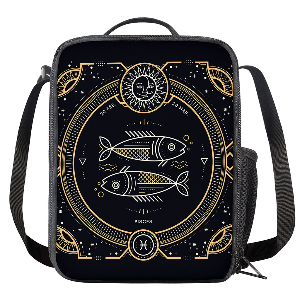 Vintage Pisces Zodiac Sign Print Crossbody Lunch Bag