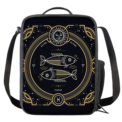 Vintage Pisces Zodiac Sign Print Crossbody Lunch Bag