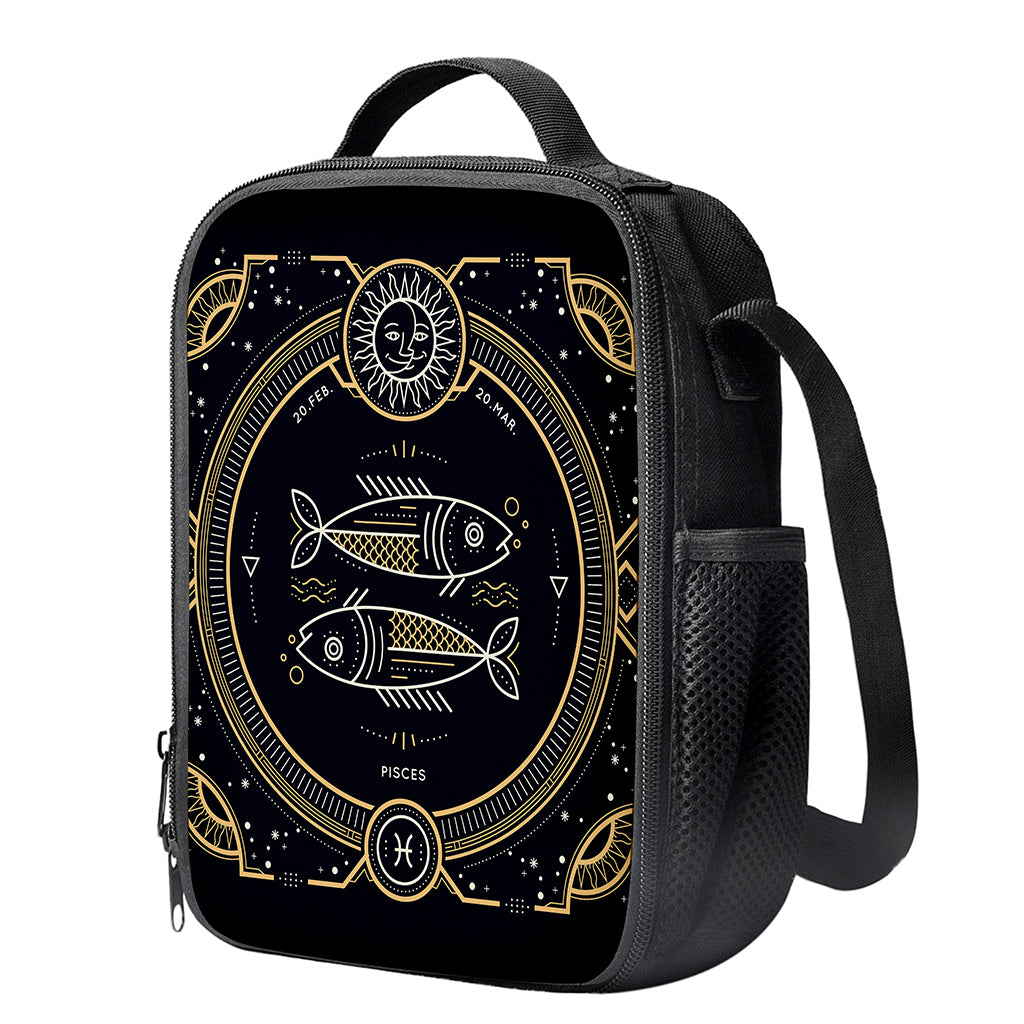 Vintage Pisces Zodiac Sign Print Crossbody Lunch Bag