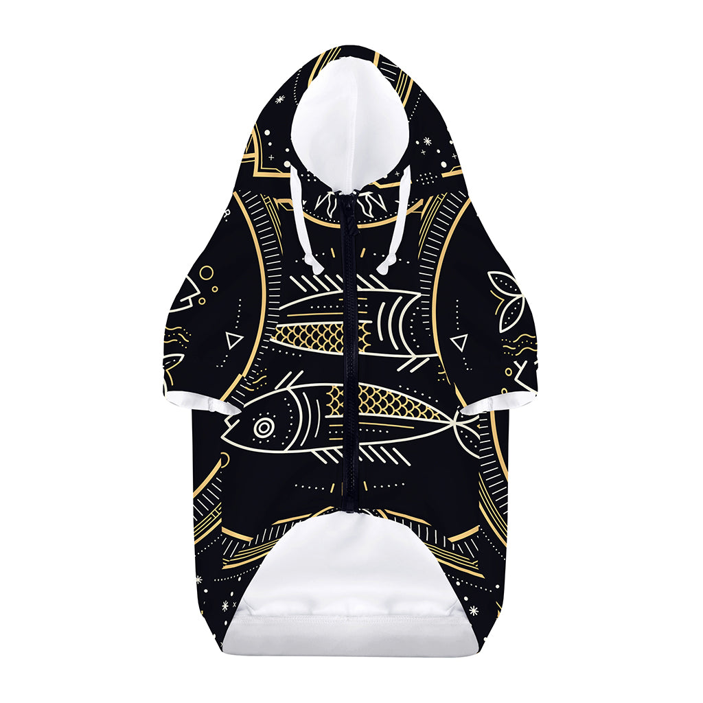 Vintage Pisces Zodiac Sign Print Dog Zip Up Hoodie