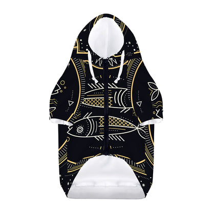 Vintage Pisces Zodiac Sign Print Dog Zip Up Hoodie