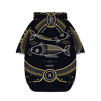 Vintage Pisces Zodiac Sign Print Dog Zip Up Hoodie
