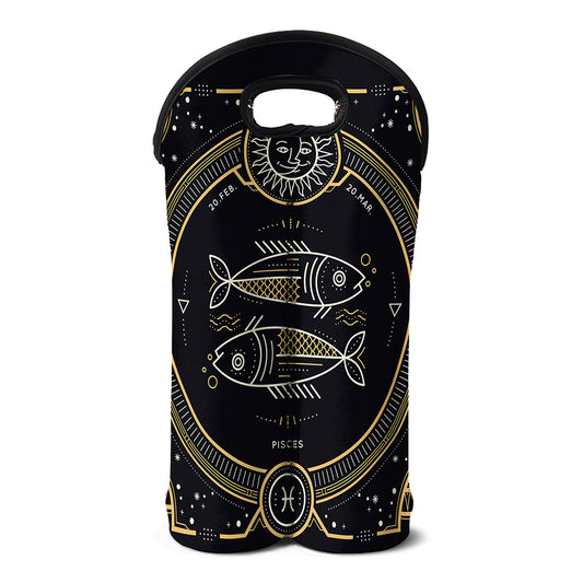 Vintage Pisces Zodiac Sign Print Double Neoprene Wine Tote