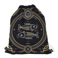 Vintage Pisces Zodiac Sign Print Drawstring Bag