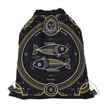 Vintage Pisces Zodiac Sign Print Drawstring Bag